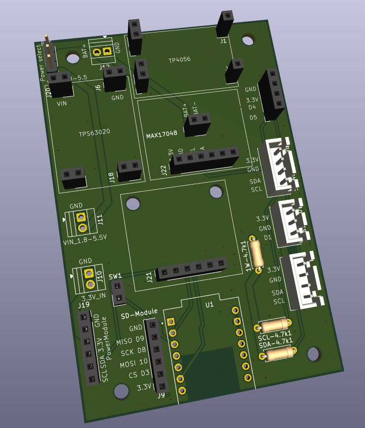 Scale Module V0.4 PCB render with module placement